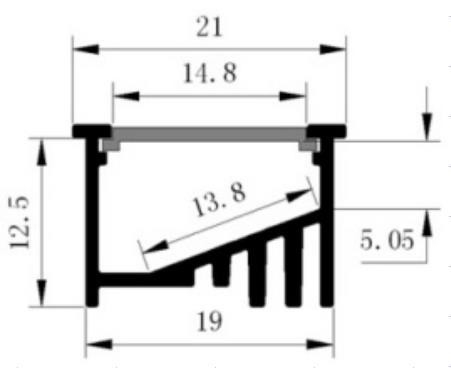 Ekstrusi Strip Led Aluminium Anodized Ganda 21x12.5mm RoHS