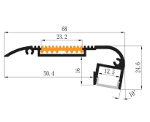 Anodized LED Light Aluminium Profile Channel 6063 68x24.6mm Untuk Step Edge